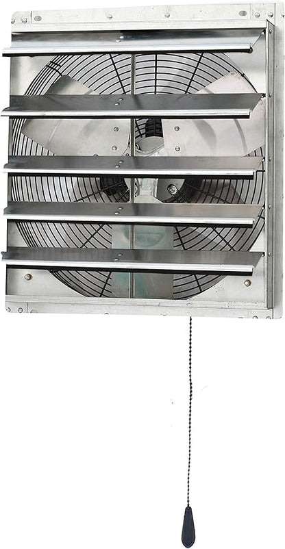 iLIVING 18" Wall Mounted Shutter Exhaust Thermostat Control-3 Speeds Vent Fan for Home Attic, Shed, or Garage Ventilation, 1736 CFM, 2600 SQF Coverage Area, Variable, Silver