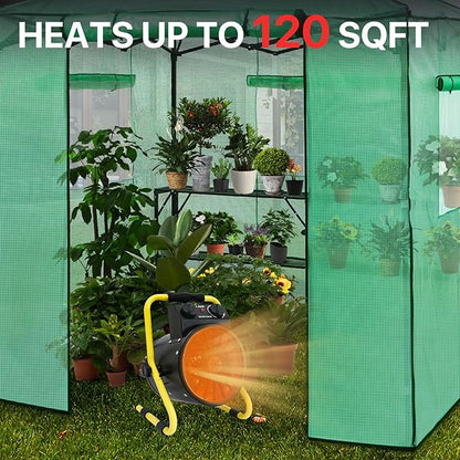 EAGLE PEAK 1500W Greenhouse Heater with Thermostat, Suitable for Greenhouse, Grow Tent, Garage, Cellar and RV Use, Water Resistant IPX 4 Rated, Overheat Protection, Radiant Heating, 1 Pack, Black