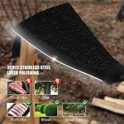 11 Inch Hatchet with Sheath, Small Compact Machete Axes, Fixed Blade Full Tang Camping Tactical Knife for Woodworking, Garden Machete Axe with Sheath for Bushcraft Yards Bushes Wood, A1BK