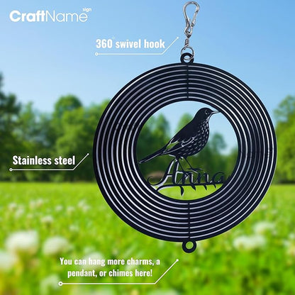 Personalized Elk Wind Spinner 3D Stainless Steel, Elk Garden Spinner Hanging Outdoor Decor, Wind Spinners Outdoor, Custom Gift for Grandmother, Mom, Wife