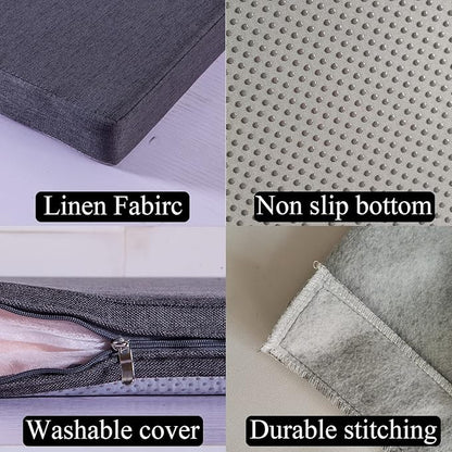 48 x 14 Inch Piano Bench Cushions for Indoor Furniture with Ties Non Slip Kitchen Dining Room Bench seat Cushion for Shoe Storage Ottoman Window Settee Pad, Gray