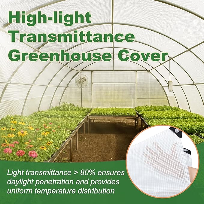 18 Mil Greenhouse Cover, 8x6 FT Clear Heavy Duty Greenhouse Tarp, UV Resistant Waterproof Green House Plastic Covering with Grommets for Garden, Farms, Nursery
