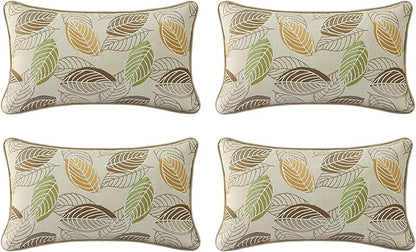 Outdoor Sunbrella Decorative Pillows Pack of 4, 20" x 12" Outdoor Pillow Set for Couch Bed Throw Patio Sofa, Momento Spring