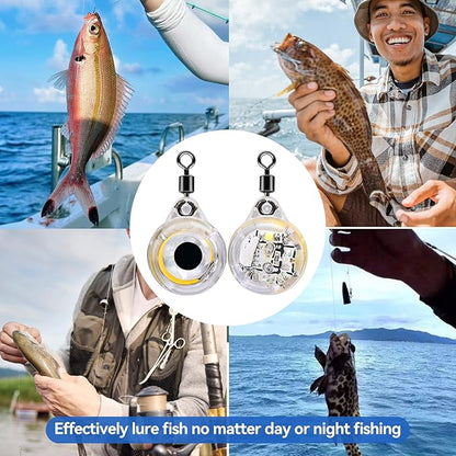 LED Underwater Fishing Lures，LED Lighted Bait Flasher，Deep Drop Fishing Lures，Fish Eye Attractive Light Bait Lure Lamp 5PCS