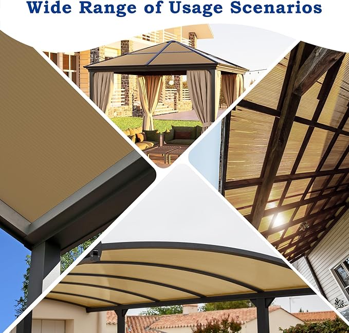 BPS 6Pcs 62'' (W) x 38'' (L) x 0.2'' Polycarbonate Panels, Waterproof UV Protected Reinforced Sheets, Outdoor Greenhouse and Gazebo Covering, Twin-Wall Bronze Sheets