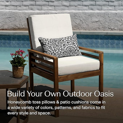 Honeycomb Outdoor Lumbar Toss Pillow Set, 20" W x 12" L, Sorrento Black and White Outdoor Pillows