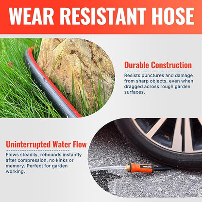YAMATIC Heavy Duty Garden Hose 50FT x 5/8", Flexible Water Hose with 360° Swivel Handle, 3/4" Brass Male to Female Connectors, Leak-Resistant for All-Weather Outdoor Use