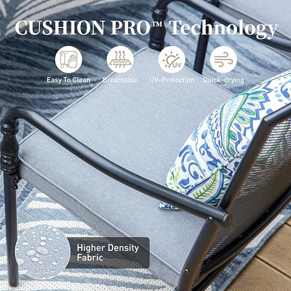 Patio Table and Chairs Set of 8, All-Weather Breathable Metal Mesh Patio Chair with Gourd-Shaped Armrests, 83x39 Rectangle Table with Umbrella Hole, 9 Pcs Metal Frame Patio Dining Set