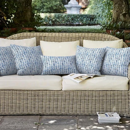 LVTXIII Set of 2 Patio Throw Pillows Waterproof 18"x18" Fade Resistant Outdoor Throw Pillows with Inserts, Fluffy Decorative Garden Toss Pillow Cushions for Home Patio Coach Sofa Use, Pebble Blue