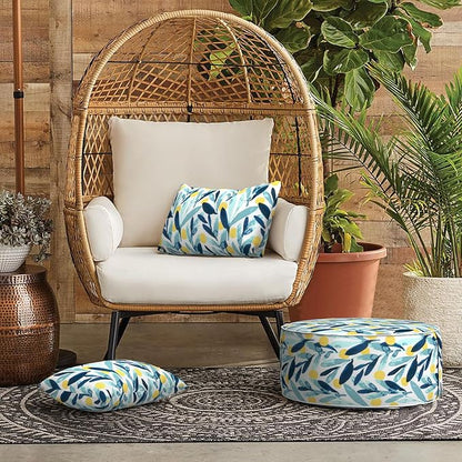 LVTXIII Outdoor/Indoor Lumbar Pillows, Decorative Patio Lumbar Cushions, Fluffy Water Repellent Garden Cushions for Home Patio Coach Sofa Use, 12×20 Inch, Pack of 2, Leaves Multi