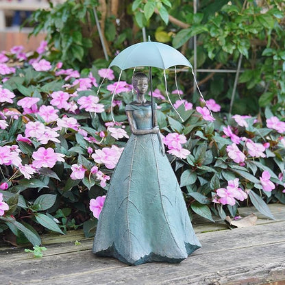 DiliComing Solar Fairy Outdoor-Statue Garden-Decor - 18" Resin Leaf Girl Sculpture with LED Lights for Garden/Patio/Yard | Waterproof Fairy Outdoor Figurines, Unique Home Decor Gifts for Women