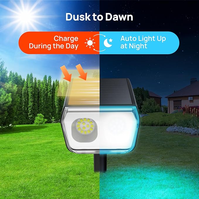 Consciot Solar Spot Lights Outdoor, Halloween Color Changing Lights Waterproof, 10 Colors Dusk-to-Dawn Landscape Spotlights, Outdoor Halloween Decorations for Garden Yard, 6 Pack