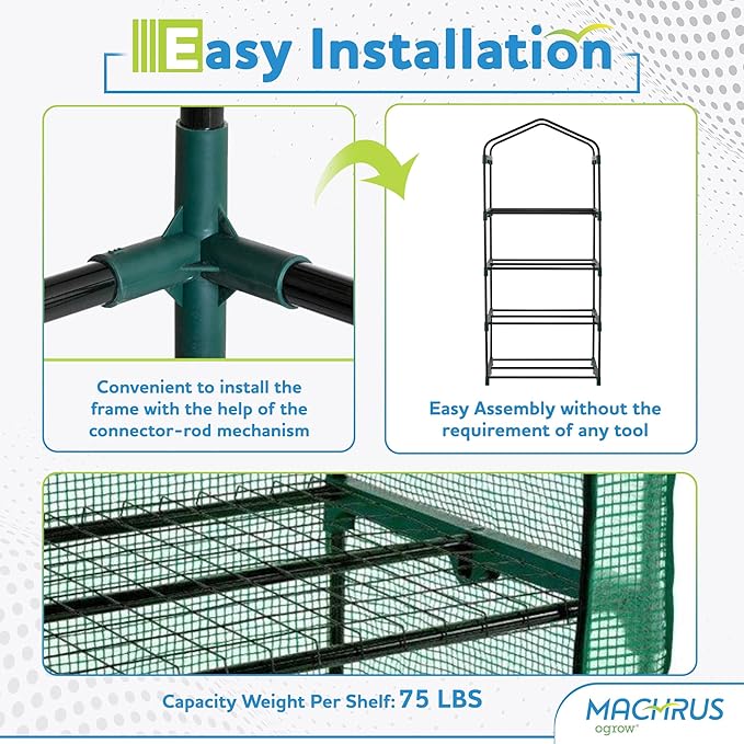 Ogrow® Mini Portable Greenhouse, with Cover and 5 Tier Shelves