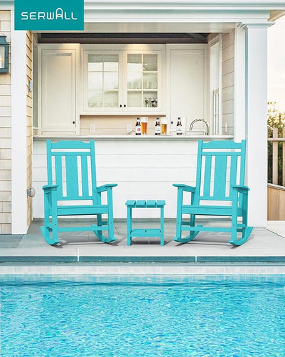 SERWALL Oversized Rocking Chair Set of 2 Outdoor, HDPE Outdoor Rocking Chair Set of 2, Aruba