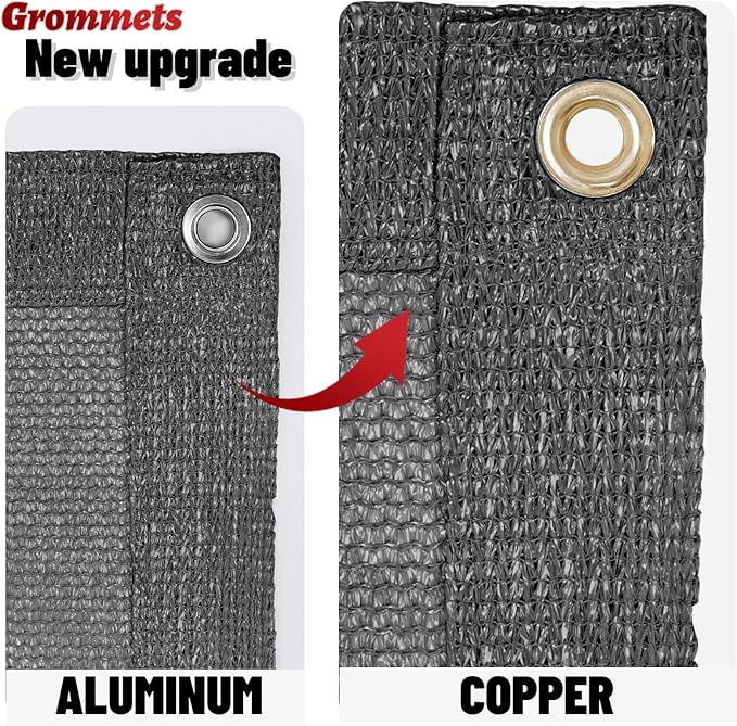 SUNNY GUARD Shade Cloth Custom Size 11x13 FT Sun Shade Screen Fabric Shade Cover Tarp with Grommets for Pergola Backyard Garden, Dark Grey(We Customized)