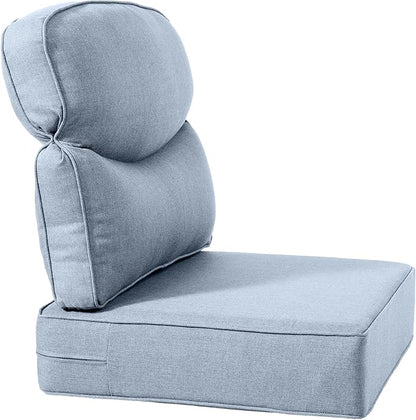 Luxury 24x24x6 Inch Smile Outdoor Cushions for Patio 5 Piece Set - Set of 5 Zippered Outside Pillows for Wicker Dining Rocking Swivel Chairs Loveseat Couch Sectional Sofa - Baby Blue