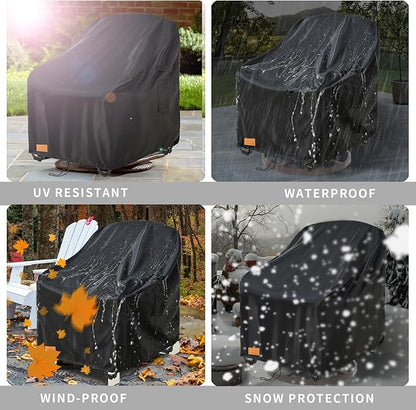 Outdoor Swivel Chair Covers Waterproof 2 Pack,Outdoor Chair Covers Patio Furniture Cover for Deck Patio Swivel Chair Heavy Duty, 28 W x 32 D x 36 H inches,Black