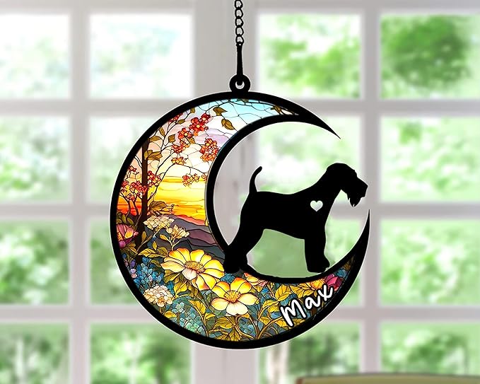 Personalized Dog Memorial, Custom Name Airedale Terrier Dog Christmas Ornament with Name, Custom Breeds, Pet Loss Light Catcher, Gifts for Lovers Loss of Pet Sympathy on Mothers Day Christmas