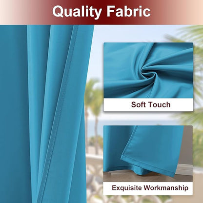 HolidayIdeas Grommet Outdoor Curtains for Patio Waterproof 8 Pcs All Weather Balcony Outside Curtains for Apartments, Gazebo, Pergolas, Porch, 54x95 Inch, Teal