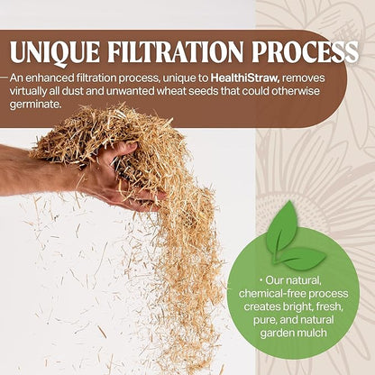 HealthiStraw GardenStraw, 3 cu ft (20 lbs) – All-Natural Mulch for Gardens, Vegetables Lawn Seeding – Water-Conserving Wheat Straw – Sustainably Sourced, Thoroughly Cleaned