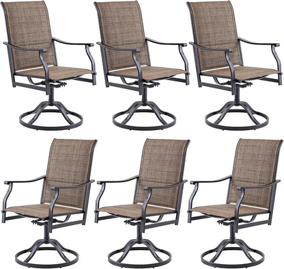 Soohow Swivel Outdoor Dining Chairs Set of 6, Patio Swivel Dining Chair with Textilene Fabric, Outdoor Metal Armchair All Weather Resistant, Ergonomic Comfort, Perfect for Patio, Backyard, Balcony