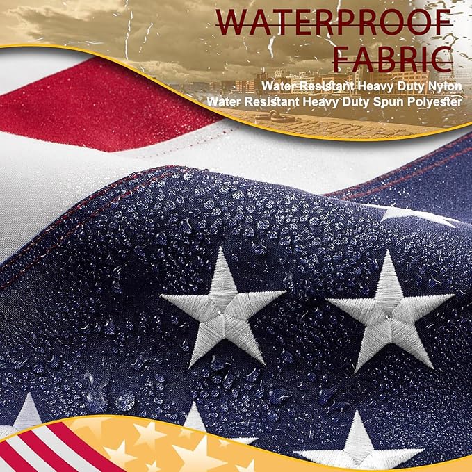 American Flag 8x12ft Ultra Durable for Outside, TearProof Spun Polyester, Embroidered Stars, Brass Grommets, Perfect for Outdoor US Flag, Show Your Patriotism with Long-Lasting Quality