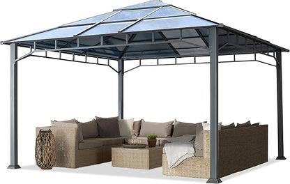 TOOLPORT Hardtop Gazebo 13x13 ft with Aluminum Frame and Approx. 8 mm Polycarbonate Roof