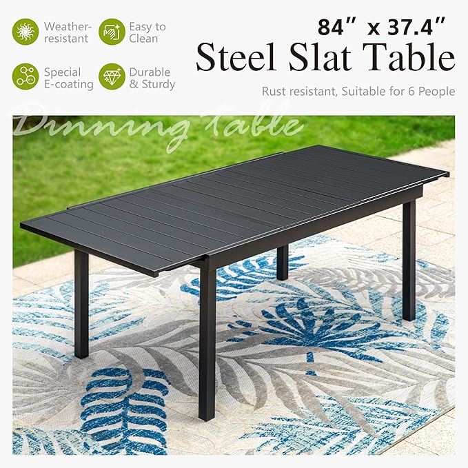 Sophia & William 9 Pieces Patio Dining Set for 8 People, Metal Outdoor Furniture Set with Expandable Patio Table and Chairs, Rust and Weather Resistant Conversation Bistro Set for Porch Yard Deck
