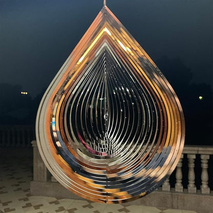 Wind Spinner 3D Water Droplets Shape Highly Reflective Stainless Steel Metal Outdoor Garden Decor,Decorations to Scare Away Yard Birds12in