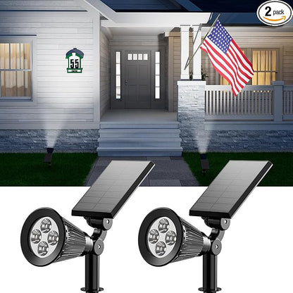 2 Pack Solar Spotlights Outdoor Waterproof for Flag, Tree, Statue, Number Sign, Plant Pot, Bright LED Outside Landscape Flood Lamp for Accent Uplighting Yard, Garden, Driveway, Walkway, Porch, Fence