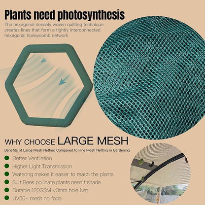 Poray Large Tunnel 8.2'x4' Plant Netting Cover, 6FT Tall Crop Cage Tomato Netting,Pest Guard Cover for Vegetables &Fruits,Durable Gardening Net for Plant and Animal