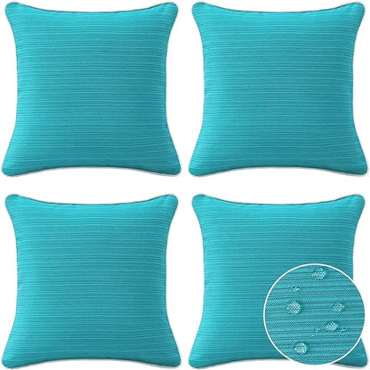 Decorative Outdoor Water Repellent Throw Pillows with Inserts, Set of 4, 20" x20" Pillows for Patio, Backyard, Bed, Couch, and Patio Furniture, Turquoise