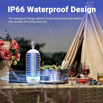 Cordless Bug Zapper Outdoor & Fly Zapper Indoor & Wireless Mosquito Zapper Portable Camping Bug Zapper Fly Trap 2500mAh Bug Zappers Electric Trap Ideal for Fly Traps (White)