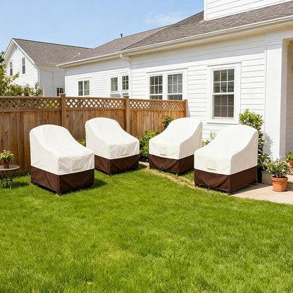 Adirondack Chair Cover 4 Pack,Waterproof Heavy Duty Patio Furniture Covers,Patio Adirondack Chair Covers for Outdoor Chairs(35 W x 37 D x 36 H inches) Beige & Brown