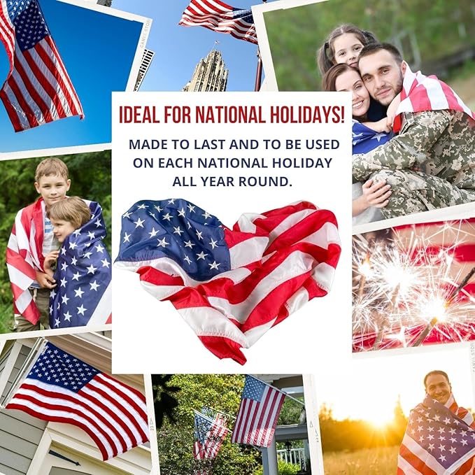 American Flag - Heavy-Duty US Flag - Embroidered Stars - Nylon USA Flag Built for Outdoors - Sewn Stripes - UV Protection - Brass Grommets (6x10 ft)