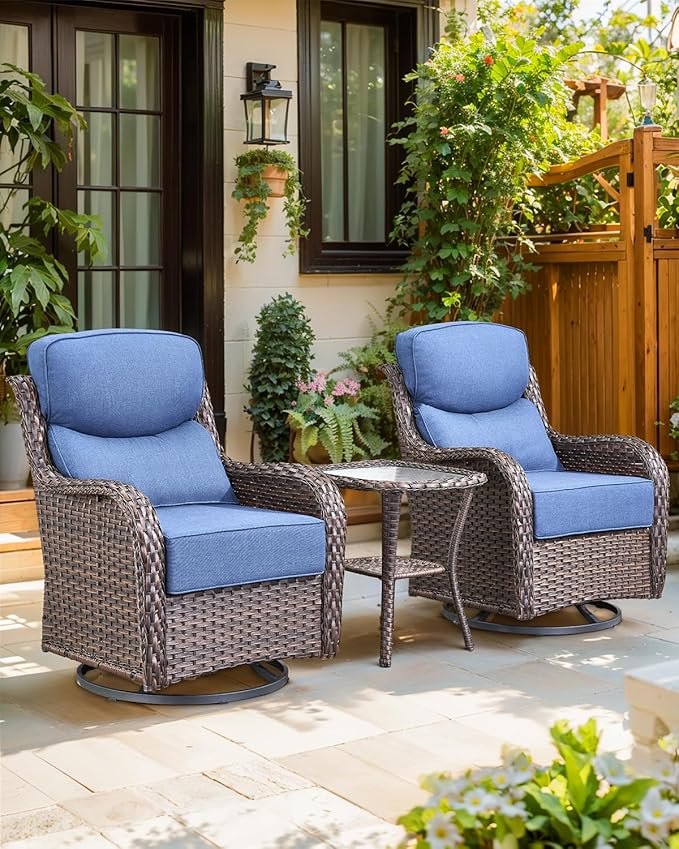 Luxury 24x24x6 Inch Smile Outdoor Cushions for Patio 5 Piece Set - Set of 5 Zippered Outside Pillows for Wicker Dining Rocking Swivel Chairs Loveseat Couch Sectional Sofa - Navy Blue