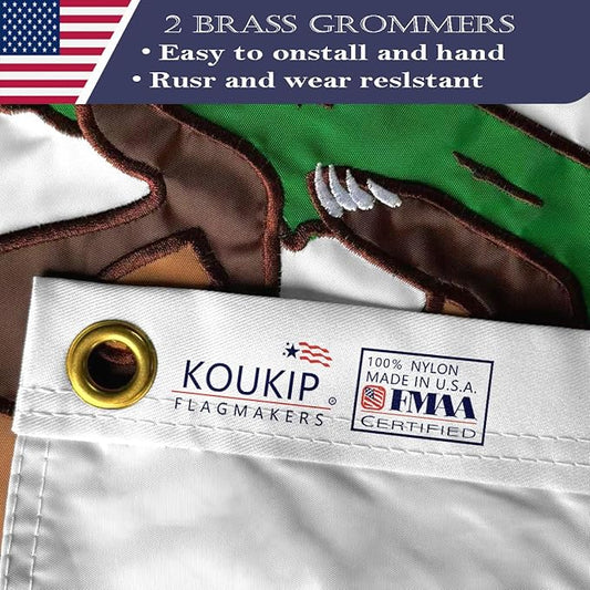Double Sided Embroidery Californian State Flag 3x5 Outdoor Made In USA Heavy Duty 340D Great Nylon Californian CA Flags Banners with 2 Brass Grommets