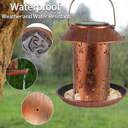 Bird Feeders for Outdoors Dragonfly Solar Lanterns Outdoor Waterproof Garden Decor Birthdays for Women Mom Grandma Metal Solar Decoration Outside LED Lanterns for Yard, Patio