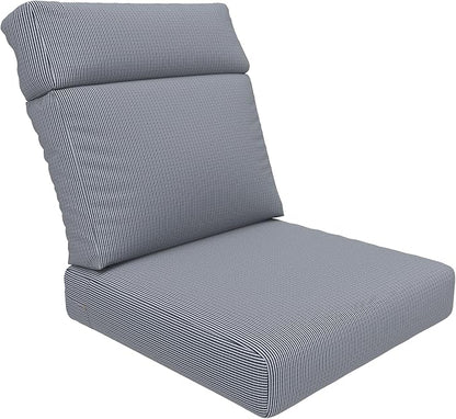 Covers & All Olefin Rectangle High Back Chair Cushion, 420 Denier Supportive Foam Seat and Poly Fill Back Outdoor High Back Chair Cushion, Water and Mold Resistant for Patio High Back Chair Cushions