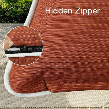 Decorative Outdoor Water Repellent Throw Pillows with Inserts, Set of 4, 20" x12" Pillows for Patio, Backyard, Bed, Couch, and Patio Furniture, Tangerine