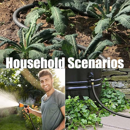 Hybrid Garden Hose 50FT - 5/8" Durable Sturdy and Functional Rubber Hose with Brass Fittings - UV Resistant Leak Proof for Large Gardens and Outdoor Use