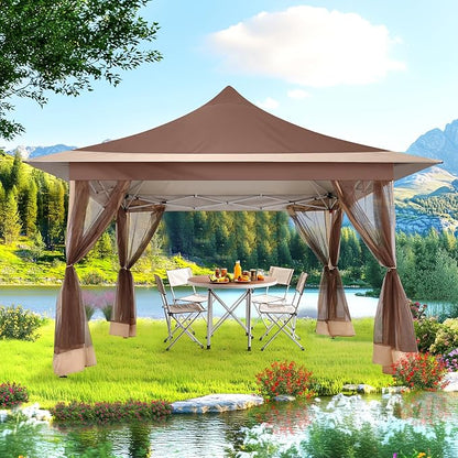 COBIZI 12x12 Pop Up Gazebo On Clearance Canopy Tent Easy Up Outdoor Gazebo Waterproof Upgrade with Mosquito Nettings and Carry Bag for Patio Garden Lawn