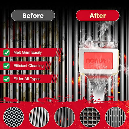 Grill Brush Bristle Free + 5 Replaceable Pads, Steam Grill Brush for Outdoor Grill, BBQ Grill Brush and Scraper for Cast Iron/Stainless Steel Grates, Safe Grill Cleaner Brush, Gift for Men Dad