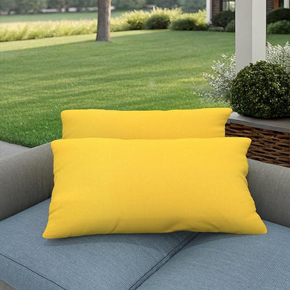 Covers & All Sunbrellla Outdoor Pillows for Patio Furniture, UV Fade Resistant & Waterproof Outdoor Sunbrella Lumbar Pillows, Set of 2 Inserts & Covers for Patios, Decks and Porches (Canvas Sunflower)