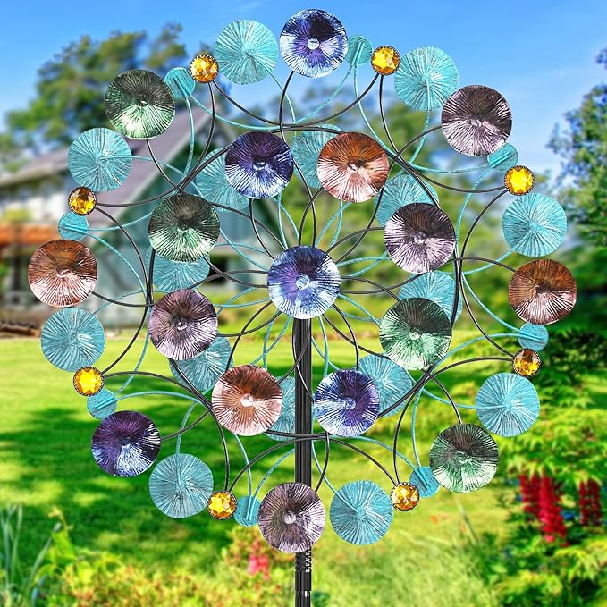 FaloStwer 78.7 Inch Tall Metal Wind Spinner for Outdoor, Large Kinetic Wind Sculpture with Unique Blade Design, Easy Install Garden Windmill for Patio Yard Lawn Decoration(Large Size A)