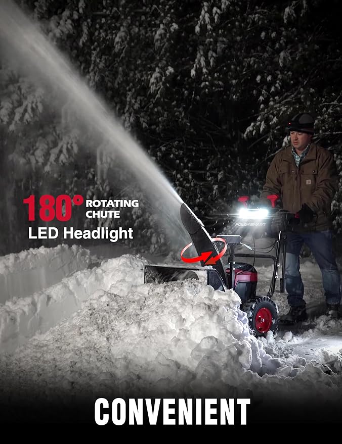 PowerSmart 80V 24" Cordless Snow Blower, 2-Stage Self-Propelled with (2) 6.0Ah Batteries & (1) Charger (HB2805B)