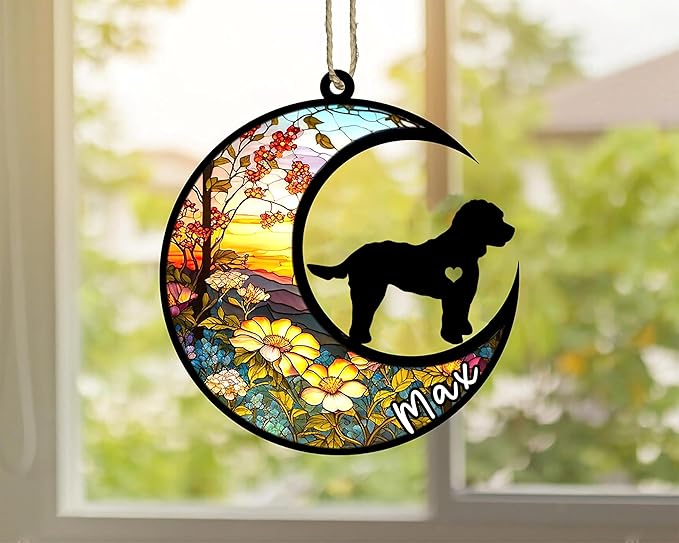 Personalized Dog Memorial, Custom Name Cockapoo Dog Christmas Ornament with Name, Custom Breeds, Pet Loss Light Catcher, Gifts for Lovers Loss of Pet Sympathy on Mothers Day Christmas