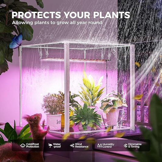 Barrina Indoor Greenhouse with Grow Light, with 40W Seed Starting LED Indoor Plant Light, Portable Mini Greenhouse with Timer for Seed Starter Tray, Seedling, Sprouting, Microgreens, 23x23x23IN