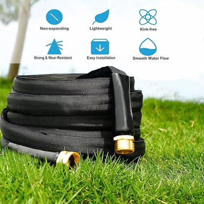 Garden Hose 50ft - Non-Expanding, Kink-Free, High-Pressure,Ultra-Lightweight & Flexible Water Hose with 550 PSI Burst Resistance - All-Weather Use for Lawns, Gardens, Car Washing & Pet Care (Gold)