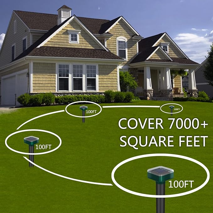 Snake Repellent for Yard & Outdoors - Solar-Powered Sonic Snake Deterrent Devices, Waterproof, Pet Safe Rattlesnake Repellent (8)